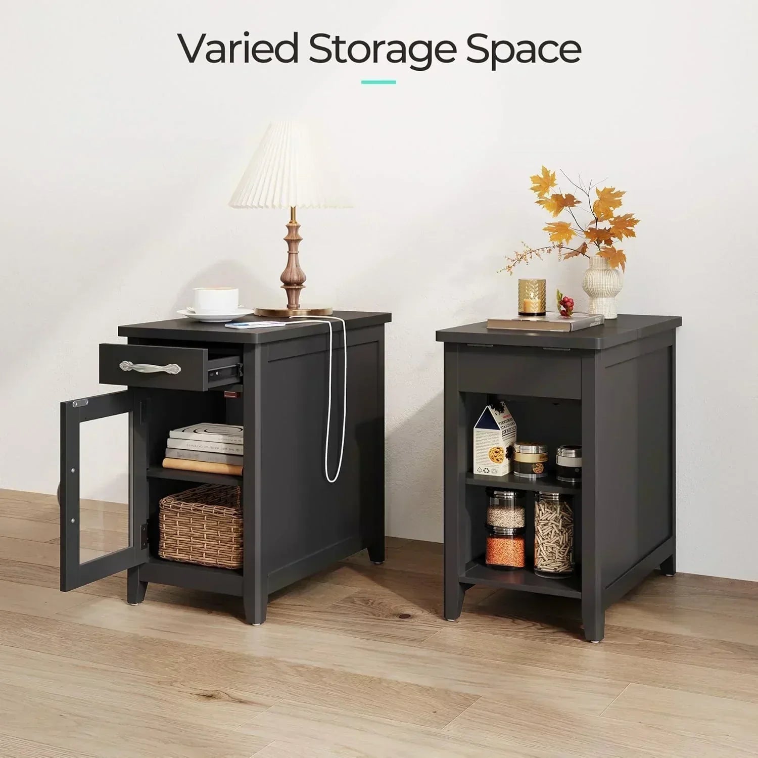 Farmhouse End Table Narrow Side Table Small Nightstand