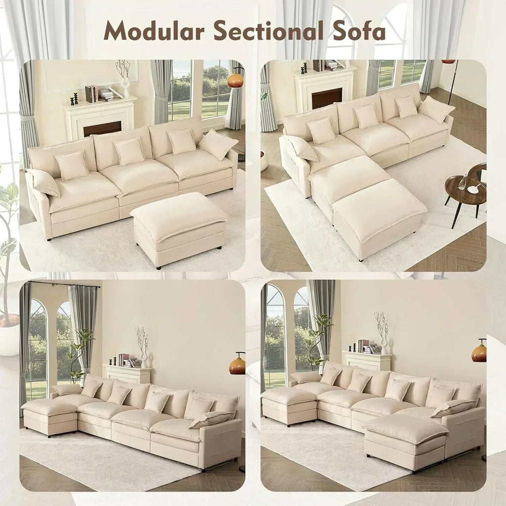 108 Inch U Shape Sofa Sectional Sofa Comfortable Cloud Sofa Living Room Deep Seat Sofa