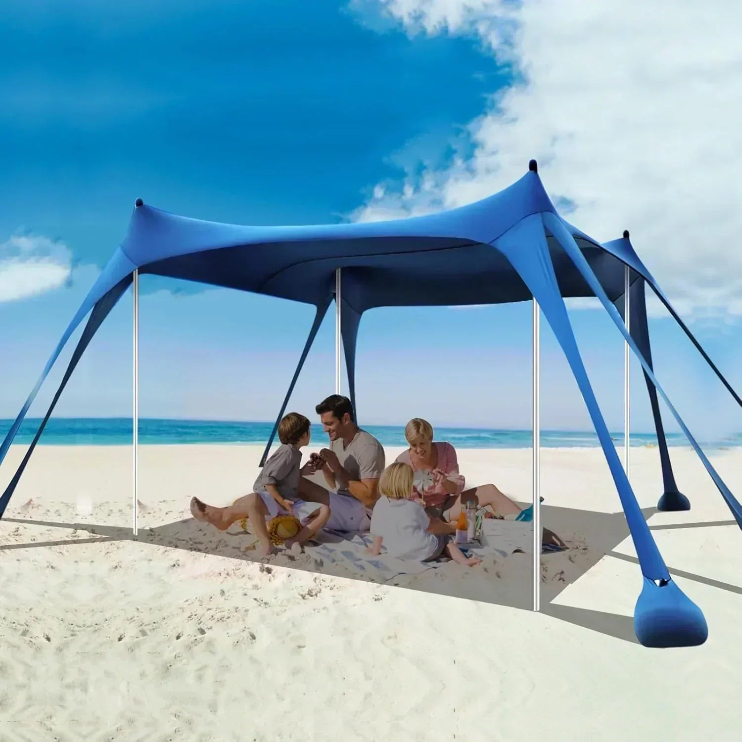 Beach Tent Sun Shelter 10 x 10 FT Beach Canopy Tent Sun Shade Heavy Duty UPF50+ Beach Tent