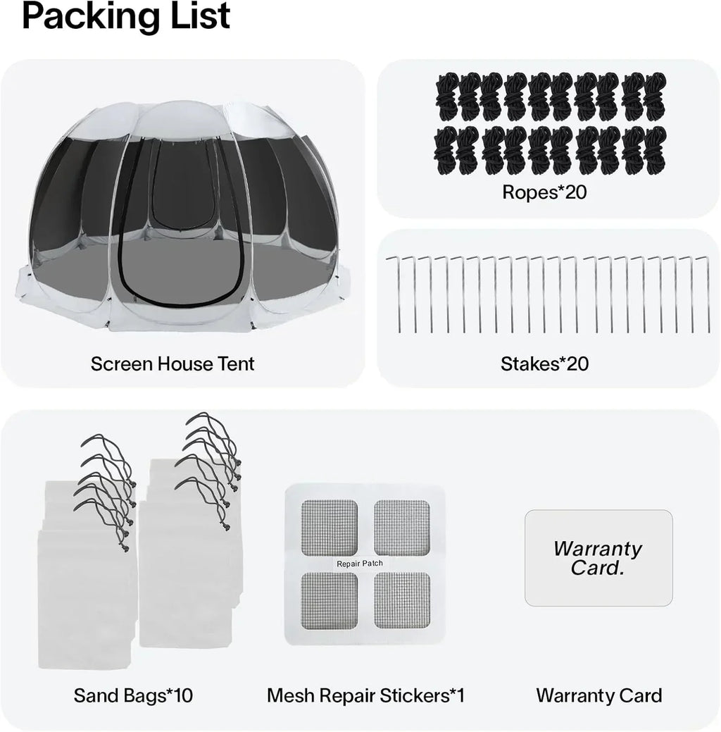 Screen gazebo sleeps 6-10-15 people Igloo-style canopy tent mosquito net on the sides Perfect