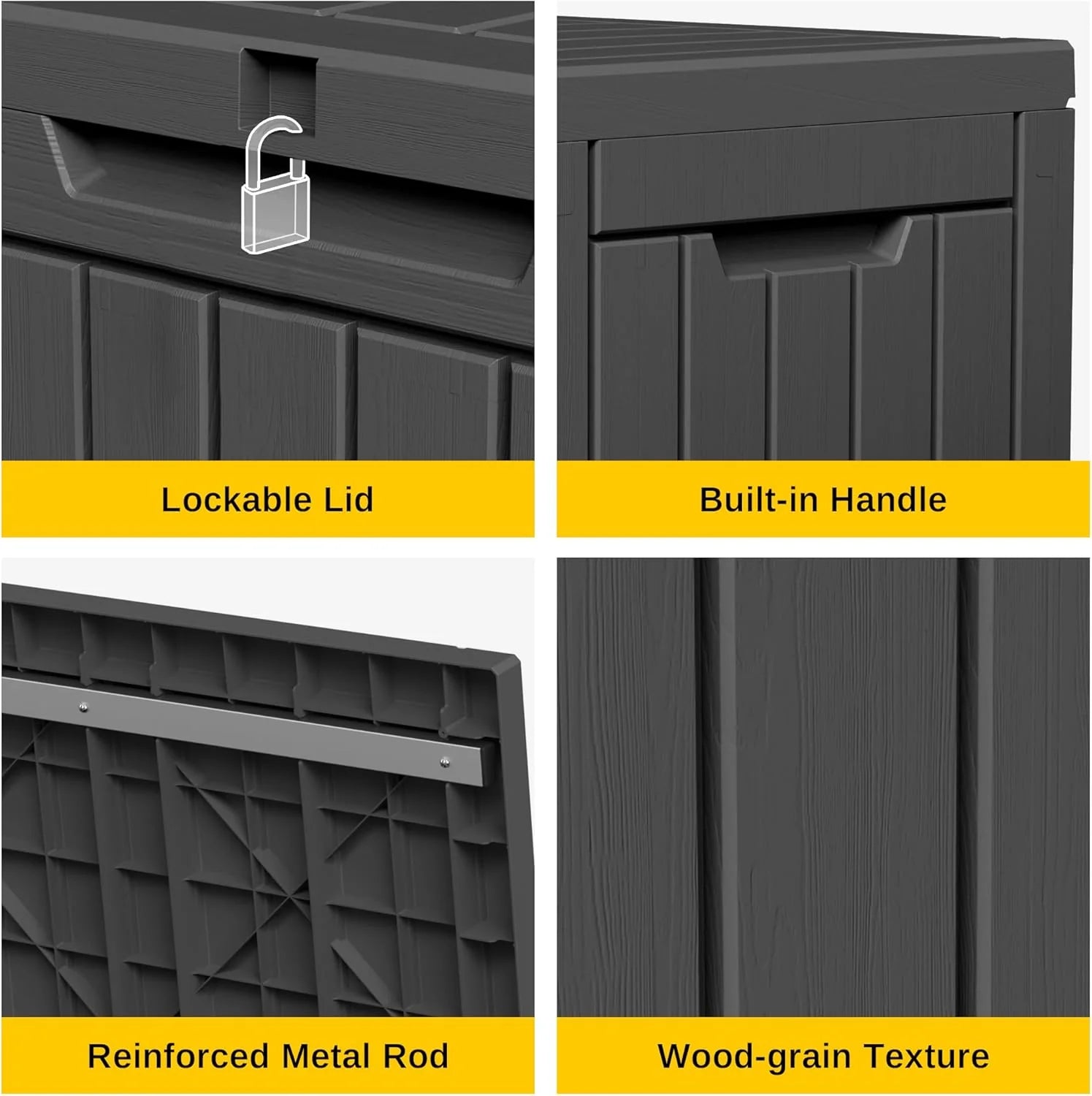 EAST OAK Outdoor Storage Box, 60 Gallon Deck Box Indoor and Outdoor Use, Waterproof Resin Storage Bin