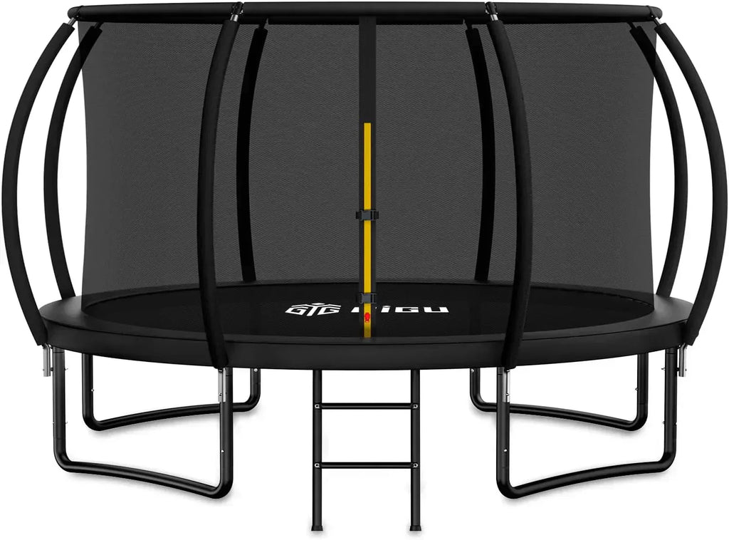 Gigu 10FT 12FT 14FT Recreational Trampolines with Enclosure Net and Ladder Anti-Rust Coating